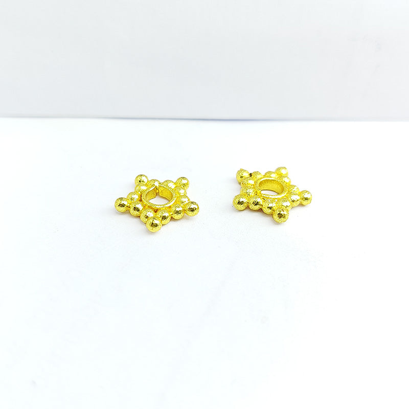 18K Gold Overlay Over Copper decorative beaded spacer with polished gold finish for jewelry making.