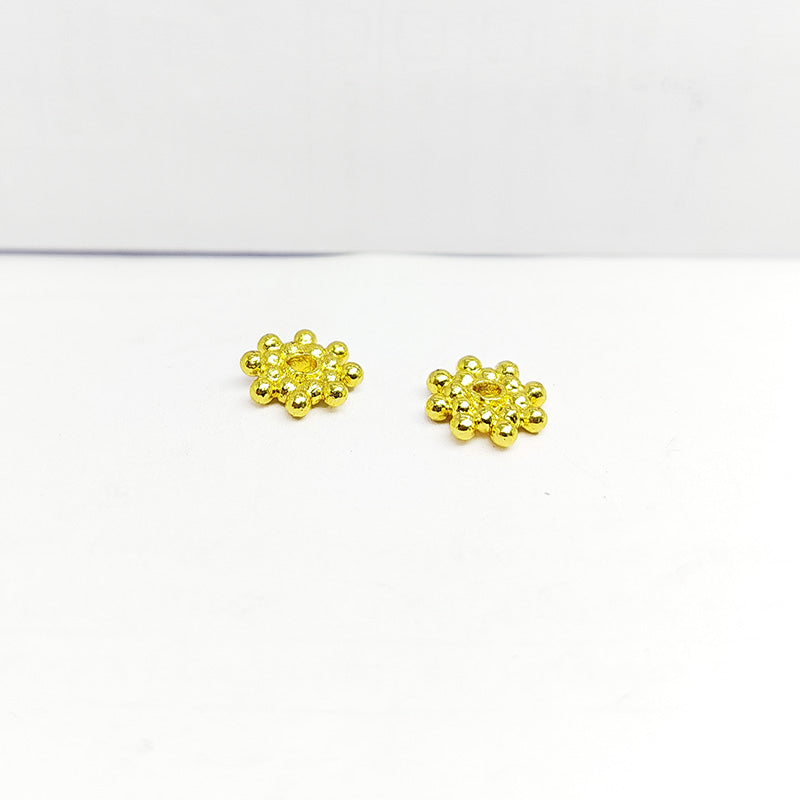 18K gold overlay beaded round spacer charm handcrafted in India for DIY jewelry making