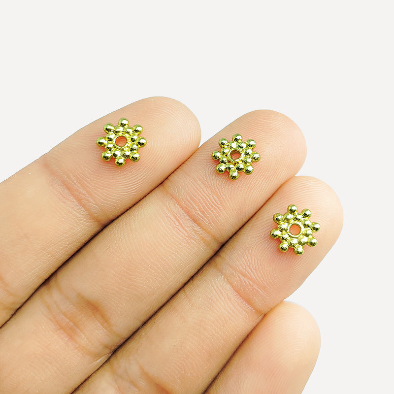 18K gold overlay beaded round spacer charm handcrafted in India for DIY jewelry making
