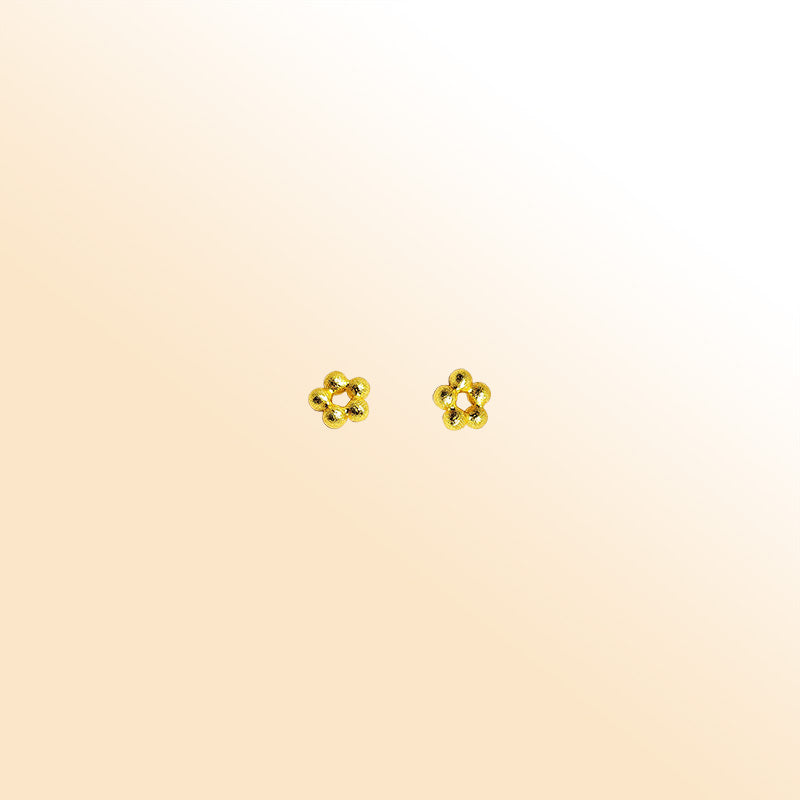 18K gold overlay floral spacer bead from India crafted in copper with polished textured finish for jewelry making