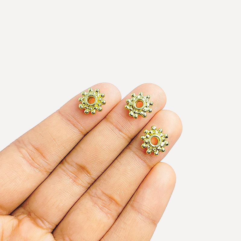 Elegant Bali spacer bead with 18K gold overlay, handcrafted in India