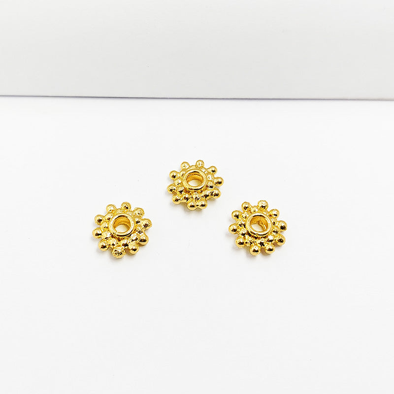 Elegant Bali spacer bead with 18K gold overlay, handcrafted in India
