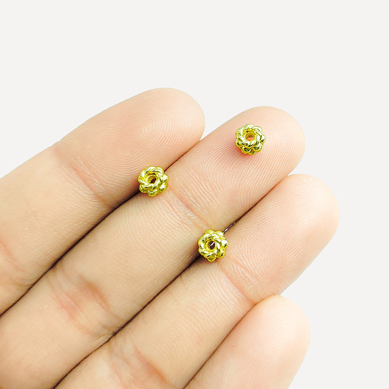 Decorative Bali floral spacer bead with 18K gold overlay, handcrafted in India
