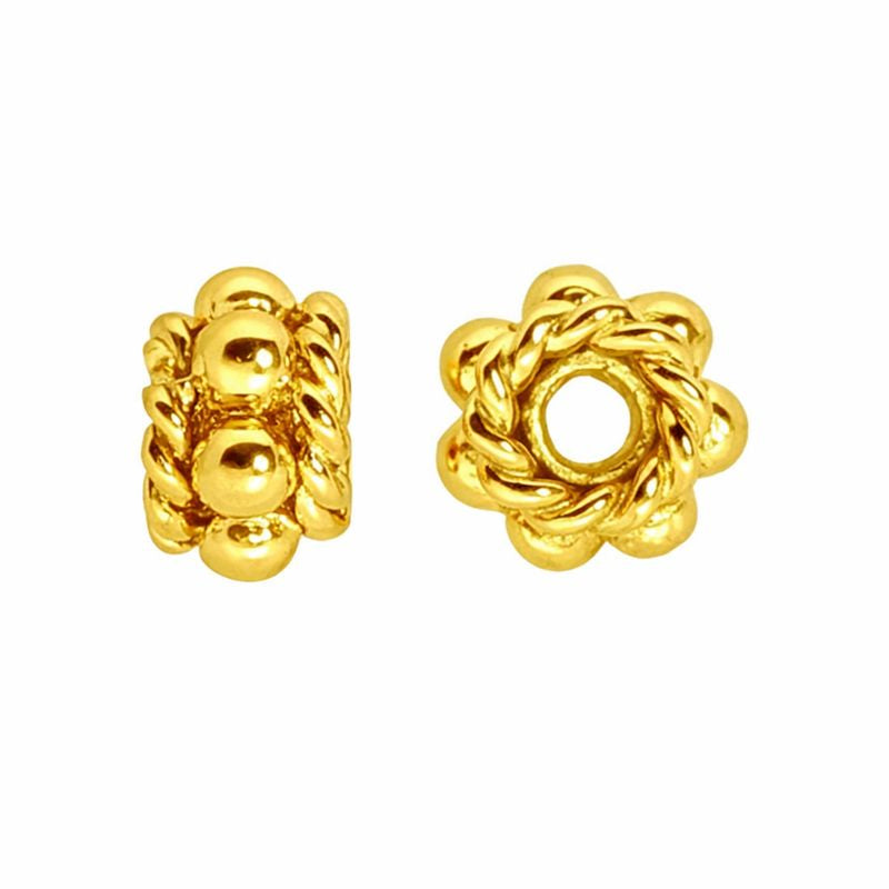 Decorative Bali spacer bead with 18K gold overlay, handcrafted in India
