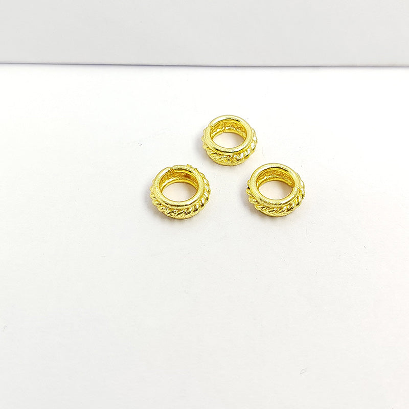 Decorative Bali large hole spacer bead with 18K gold overlay, India
