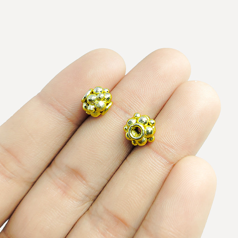 Decorative Bali cluster spacer bead with 18K gold overlay, handcrafted India
