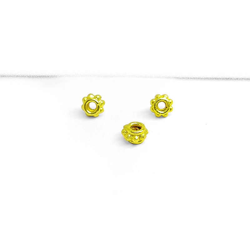 Decorative Bali floral spacer bead with 18K gold overlay, handcrafted India
