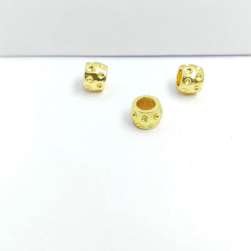 Decorative Bali dotted cylinder spacer bead with 18K gold overlay
