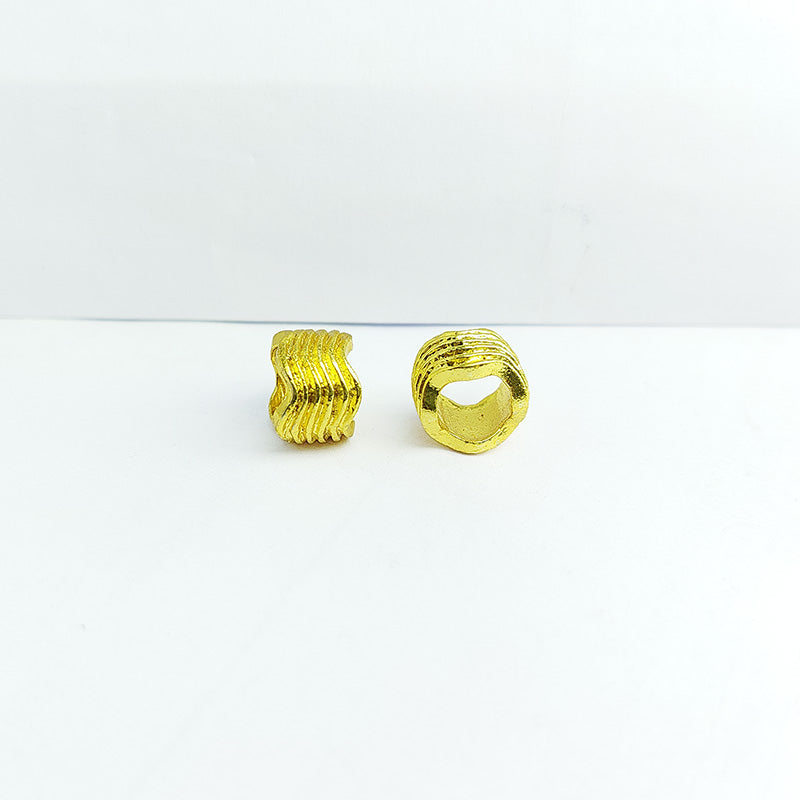 18K gold overlay large hole spacer bead with textured finish handcrafted in India
