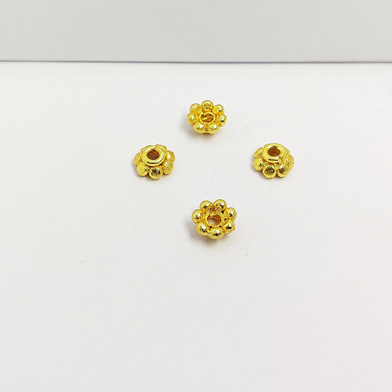 18K gold overlay over copper daisy spacer beads handcrafted in India with elegant polished finish and floral design.