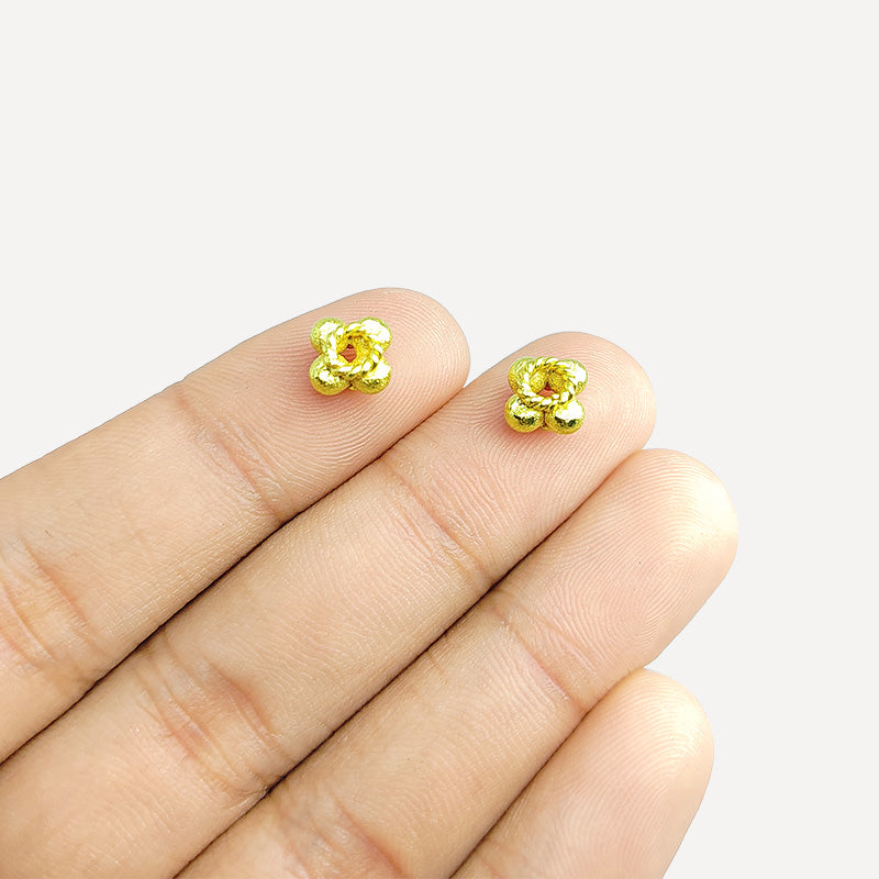 18K gold overlay over copper twisted spacer beads handcrafted in India with rope design and polished finish.