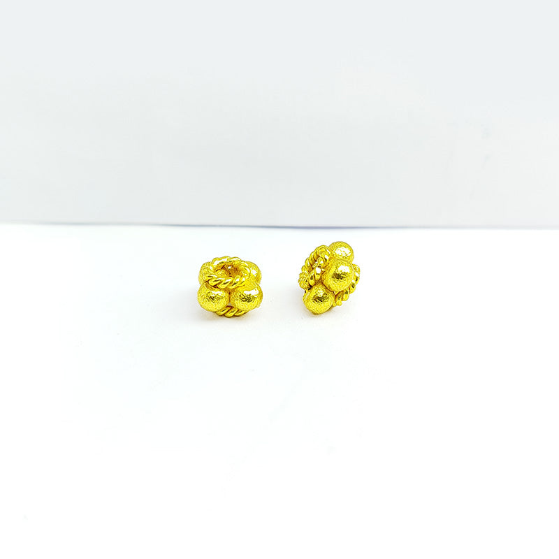 18K gold overlay over copper twisted spacer beads handcrafted in India with rope design and polished finish.