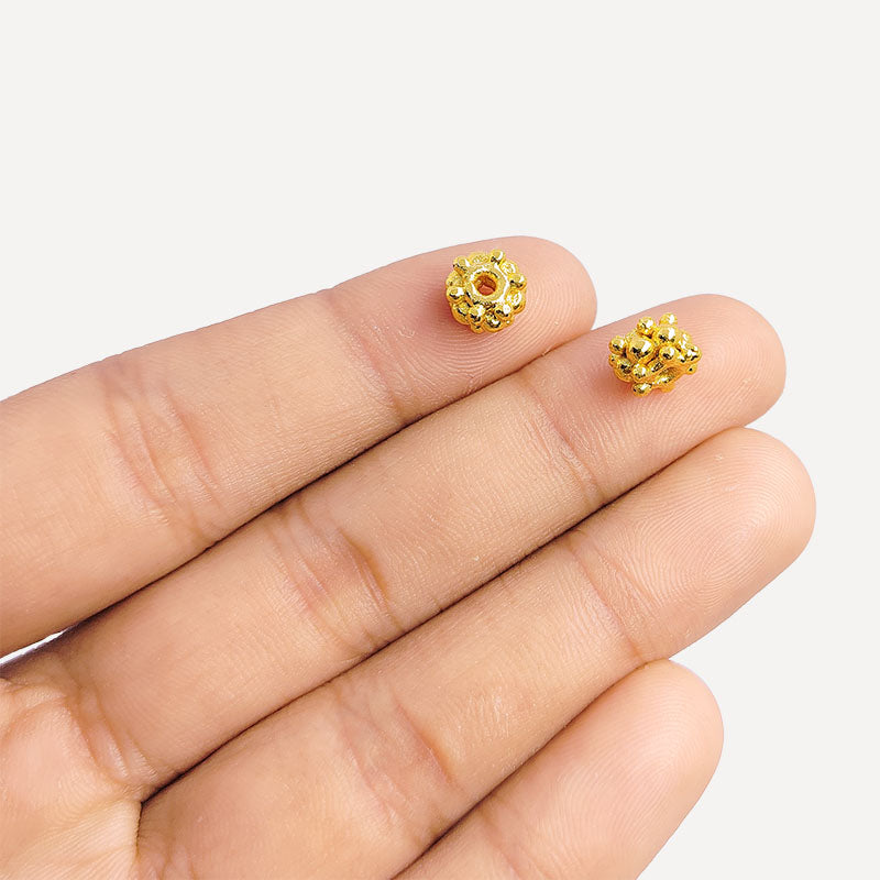 18K Gold Overlay Over Copper Textured Spacer Beads Handcrafted In India