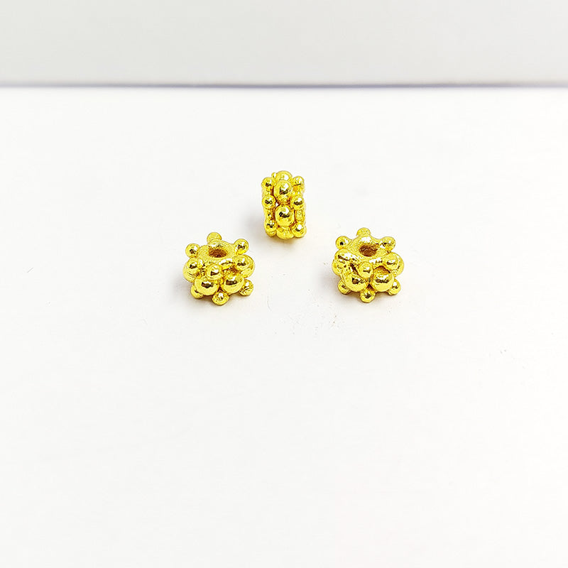 18K Gold Overlay Over Copper Textured Spacer Beads Handcrafted In India