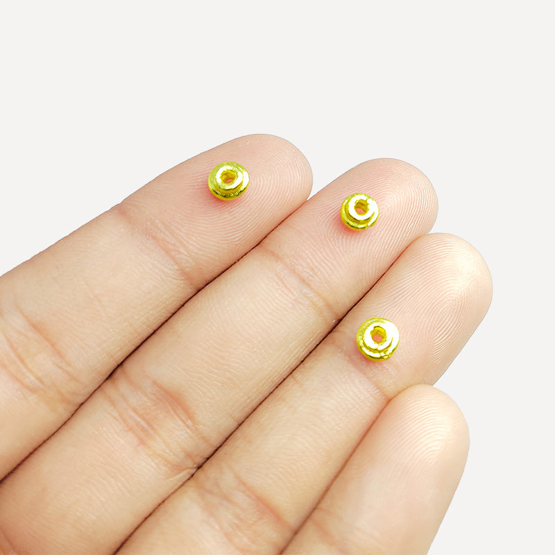 18K gold overlay over copper ribbed spacer beads handcrafted in India with grooved design and polished finish.