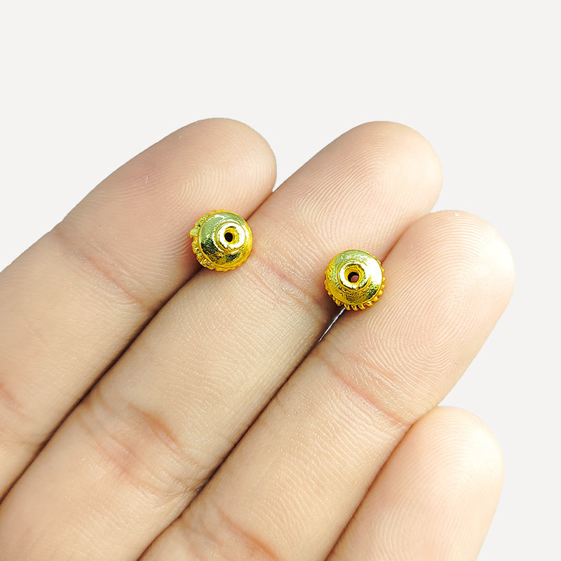 18K Gold Overlay Over Copper round Bali spacer bead handcrafted in India for artisan jewelry