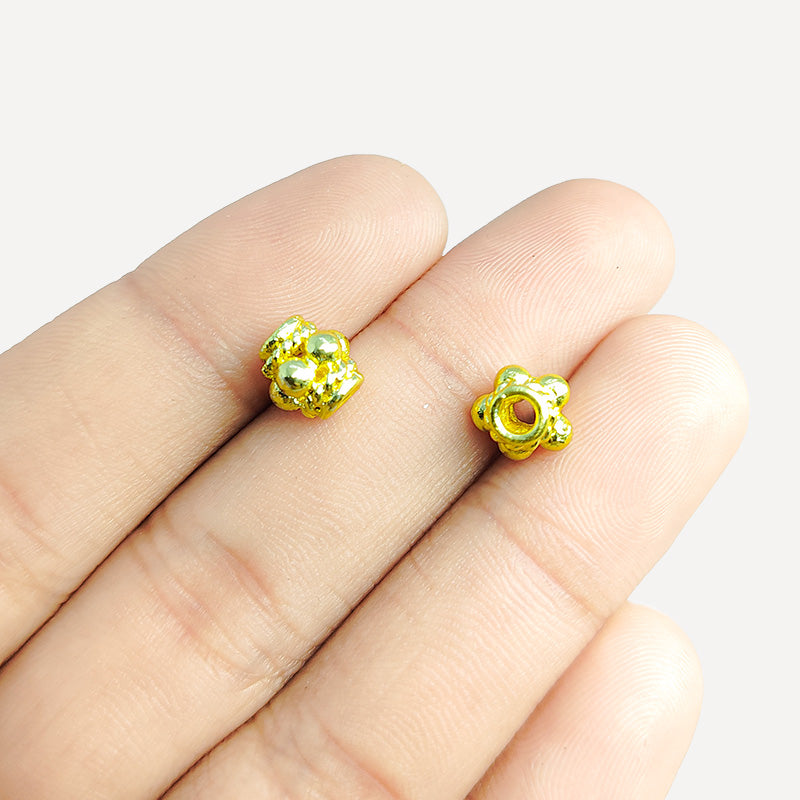 18K gold overlay round spacer bead handcrafted in India for jewelry and DIY designs