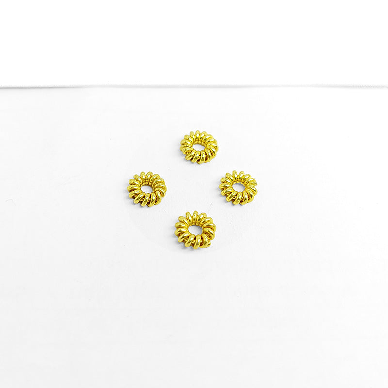 18K gold overlay spacer bead handcrafted in India with decorative round ridged design