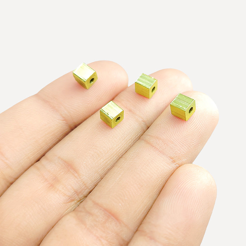 Elegant 18K gold overlay square spacer bead handcrafted in India for jewelry designs