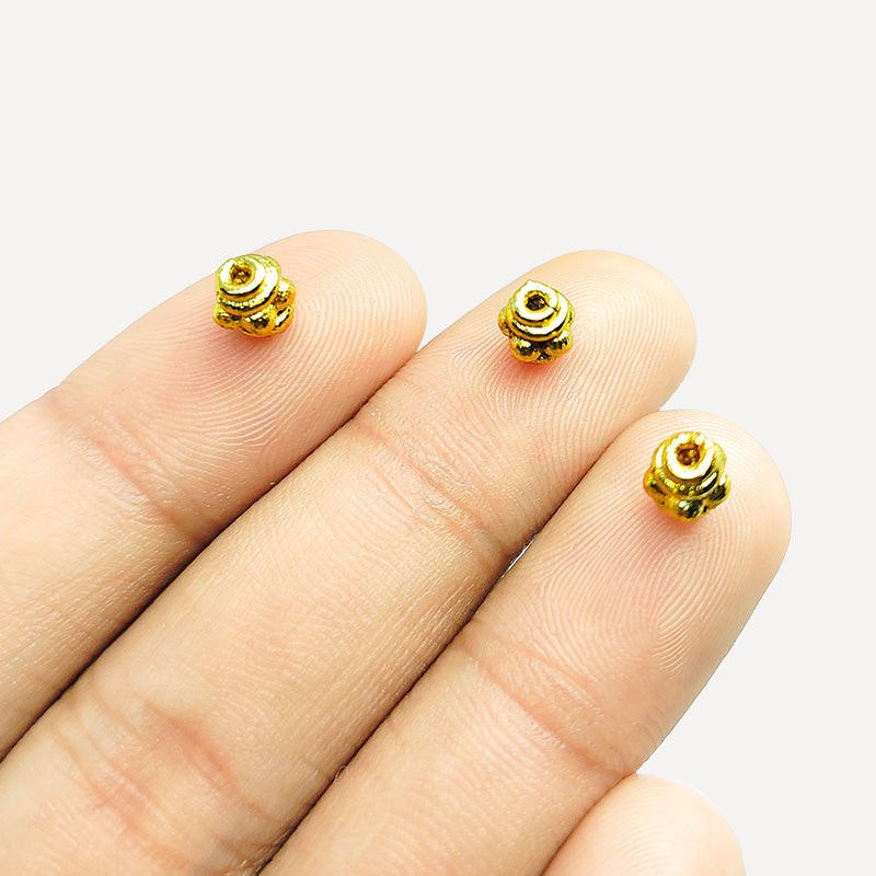18K Gold Overlay spacer beads handcrafted in India for elegant jewelry making