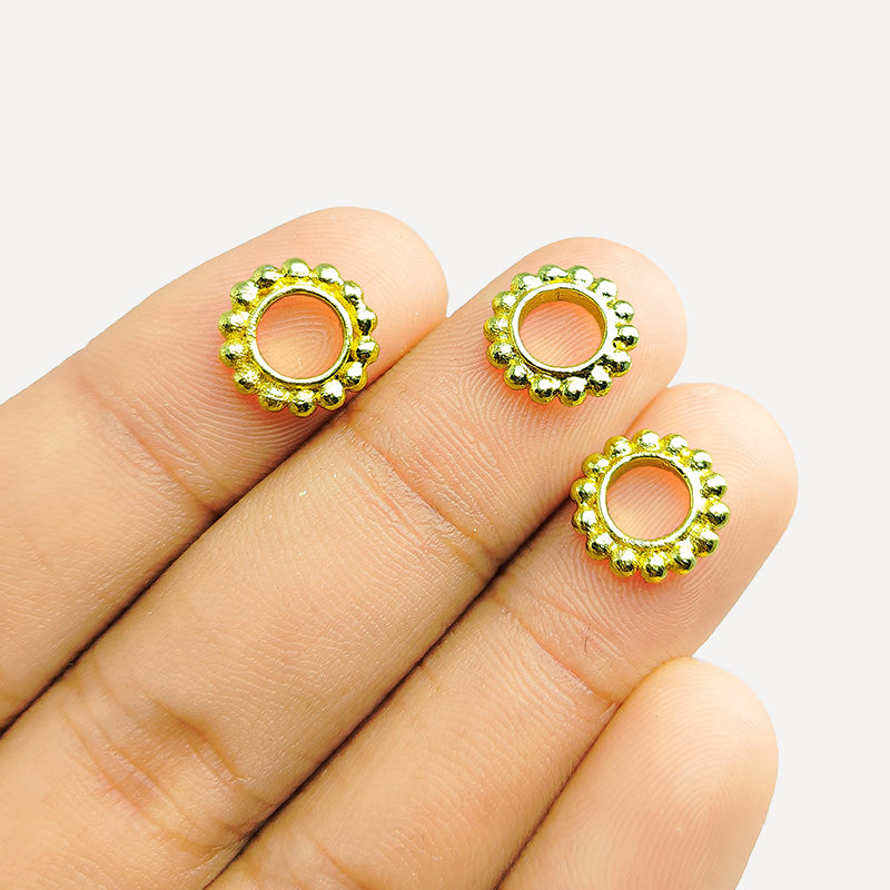 Elegant 18K gold overlay Bali spacer bead handcrafted in India for retail and DIY jewelry designs