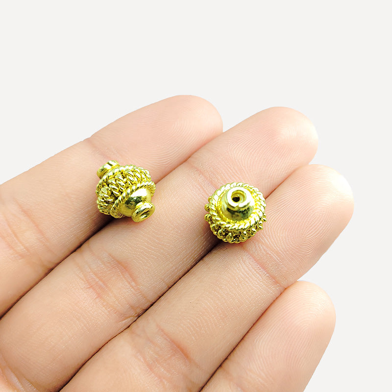 18K gold overlay rope textured Bali spacer bead handcrafted in India for retail and DIY jewelry designs