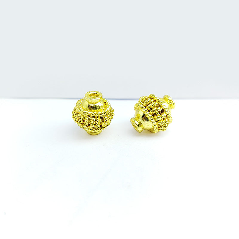 18K gold overlay rope textured Bali spacer bead handcrafted in India for retail and DIY jewelry designs