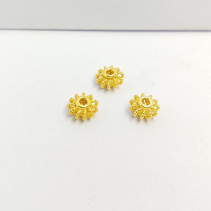 18K gold overlay petite sunburst Bali spacer bead handcrafted in India for retail and DIY jewelry designs