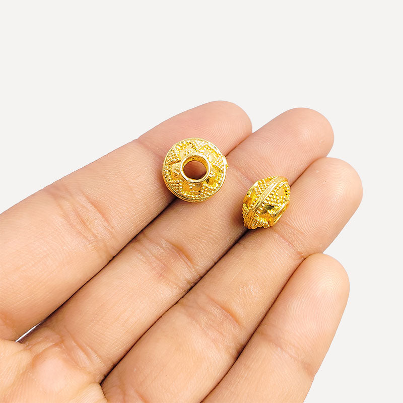 18K gold overlay granulated dome Bali spacer bead handcrafted in India for retail and DIY jewelry designs