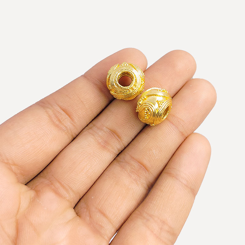 18K gold overlay swirl scroll Bali spacer bead handcrafted in India for retail and DIY jewelry designs