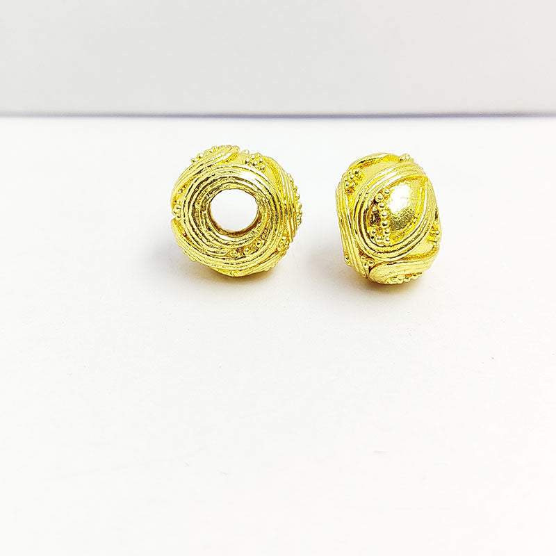 18K gold overlay swirl scroll Bali spacer bead handcrafted in India for retail and DIY jewelry designs