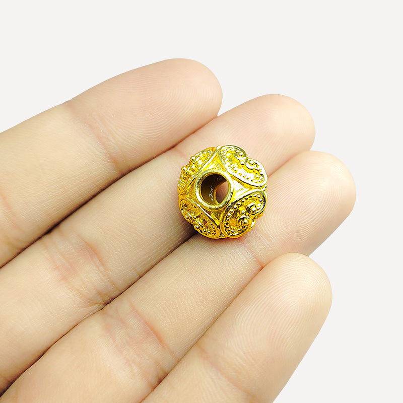 18K gold overlay ornate panel Bali spacer bead handcrafted in India for retail and DIY jewelry designs