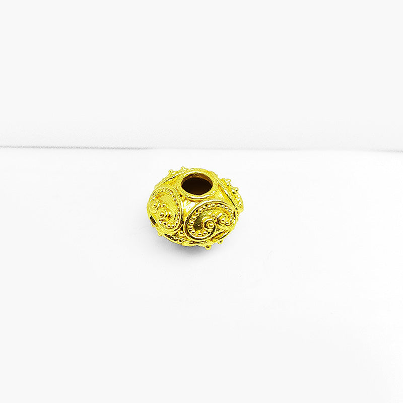 18K gold overlay ornate panel Bali spacer bead handcrafted in India for retail and DIY jewelry designs