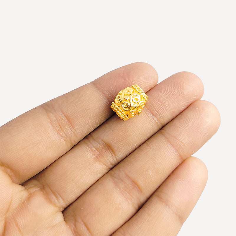 18K gold overlay scroll barrel Bali spacer bead handcrafted in India for retail and DIY jewelry designs