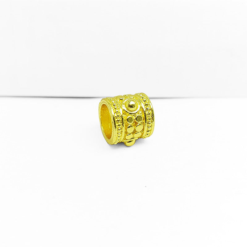 18K gold overlay studded barrel Bali spacer bead handcrafted in India for retail and DIY jewelry designs