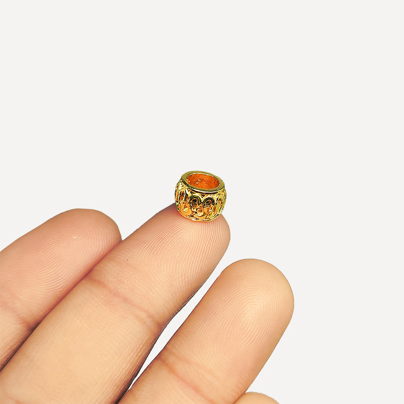 18K gold overlay large hole rope texture Bali spacer bead handcrafted in India for retail and DIY jewelry designs