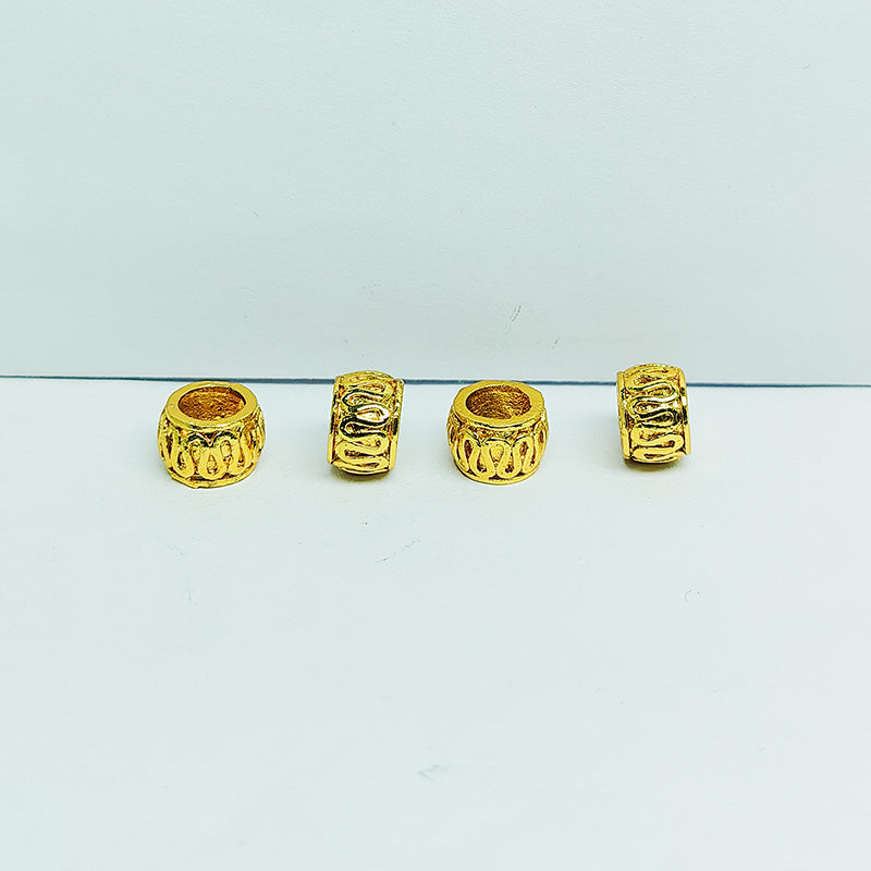 18K gold overlay large hole rope texture Bali spacer bead handcrafted in India for retail and DIY jewelry designs