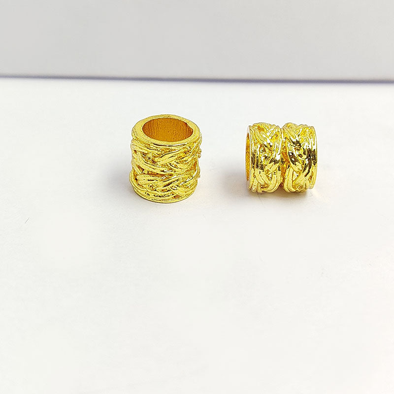 18K gold overlay large hole leaf carved Bali spacer bead handcrafted in India for retail and DIY jewelry designs