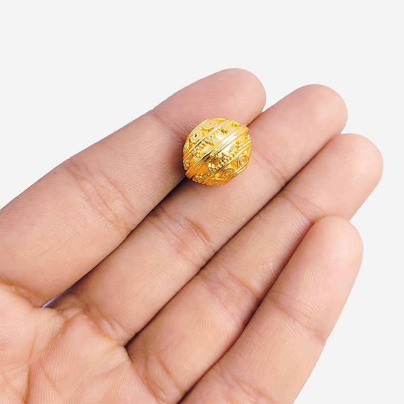 18K Gold Overlay Over Copper decorative round jewelry accent with polished gold tone handcrafted in India