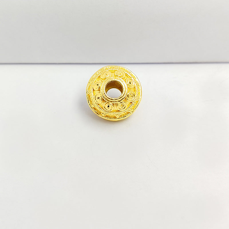 18K Gold Overlay Over Copper decorative round jewelry accent with polished gold tone handcrafted in India
