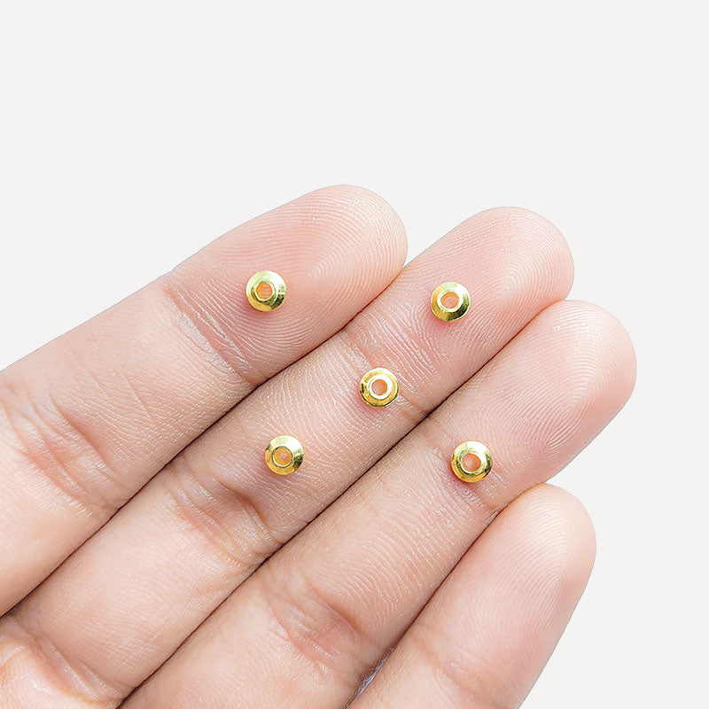 18K Gold Overlay Over Copper minimal round jewelry accent with polished gold tone handcrafted in India
