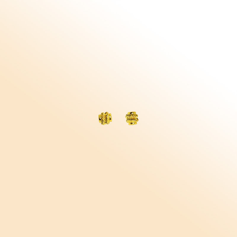 18K Gold Overlay Over Copper textured rounded jewelry accent with braided surface handcrafted in India