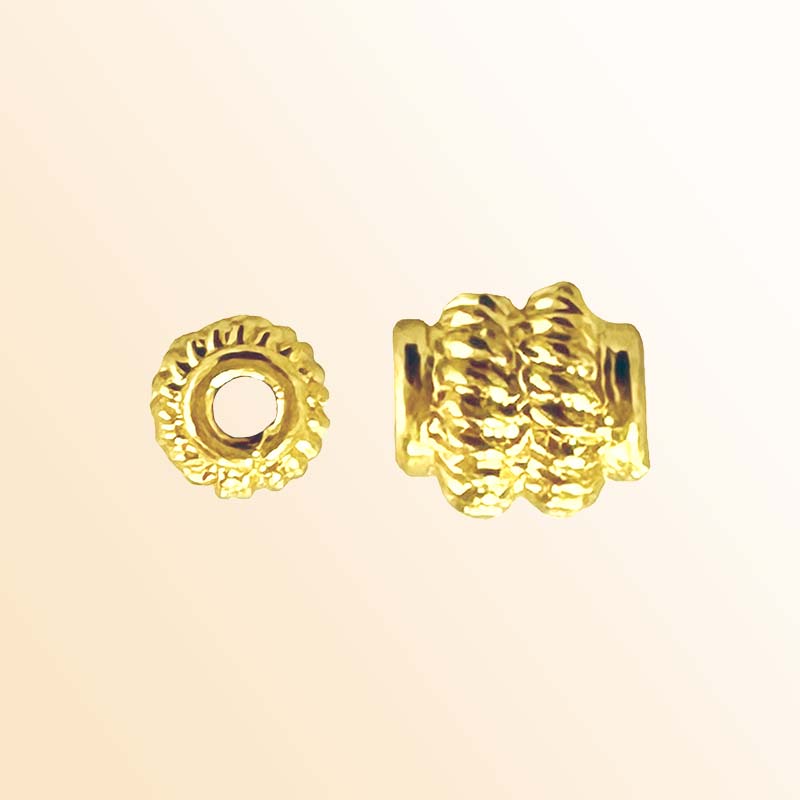 18K Gold Overlay Over Copper textured rounded jewelry accent with braided surface handcrafted in India