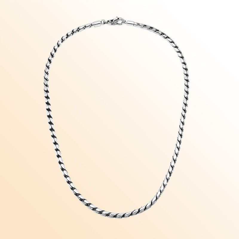 Handcrafted Sterling Silver Bali Hand Crafted Thick 5MM Chain Necklace Lobster Clasp