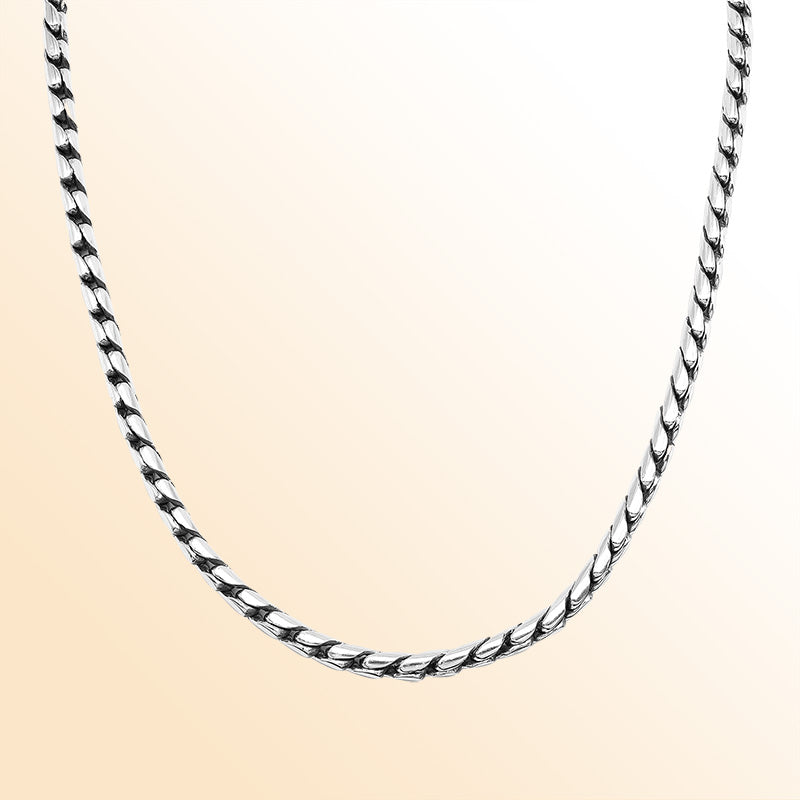 Handcrafted Sterling Silver Bali Hand Crafted Thick 5MM Chain Necklace Lobster Clasp
