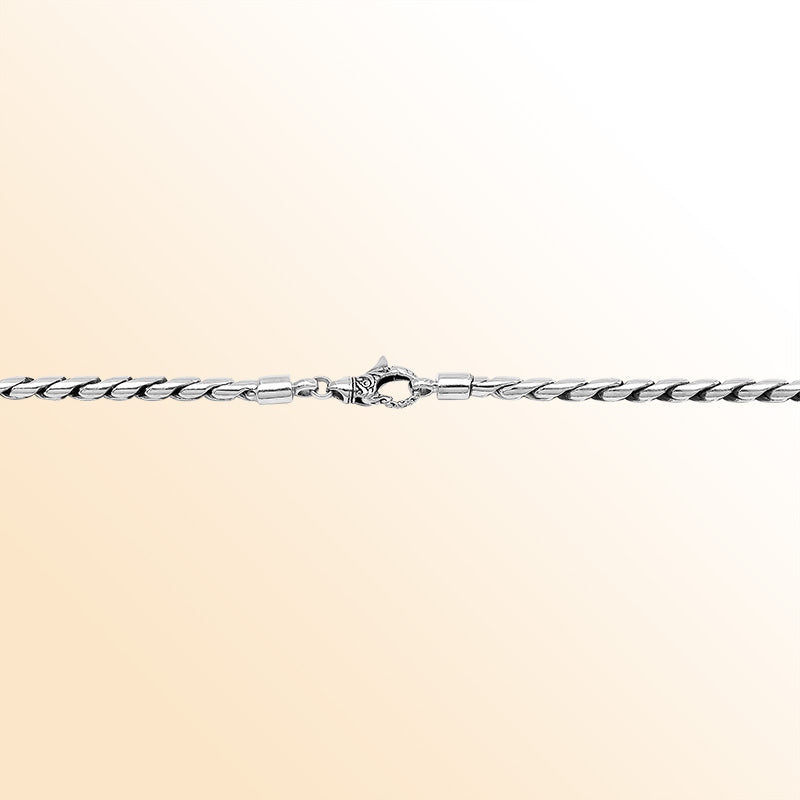 Handcrafted Sterling Silver Bali Hand Crafted Thick 5MM Chain Necklace Lobster Clasp