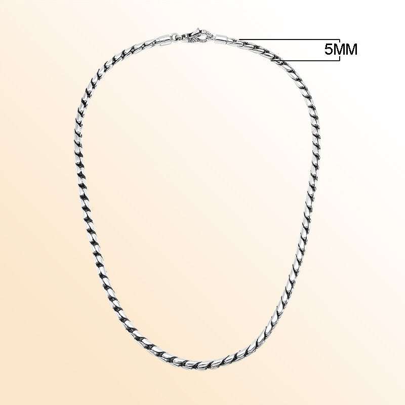Handcrafted Sterling Silver Bali Hand Crafted Thick 5MM Chain Necklace Lobster Clasp