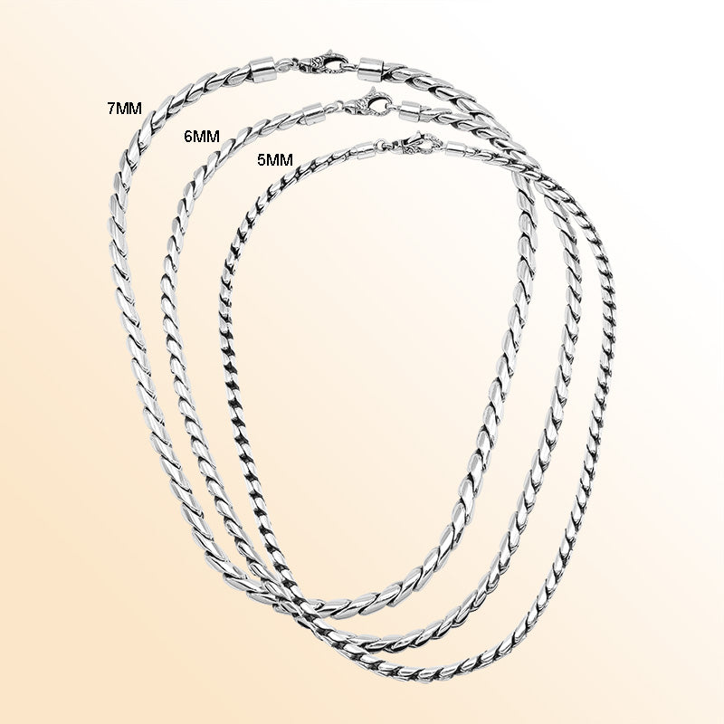 Handcrafted Sterling Silver Bali Hand Crafted Thick 5MM Chain Necklace Lobster Clasp
