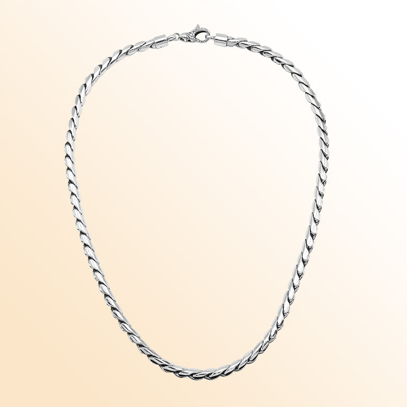 Handcrafted Sterling Silver Bali Hand Crafted 6MM Rope Link Chain Necklace Lobster Clasp