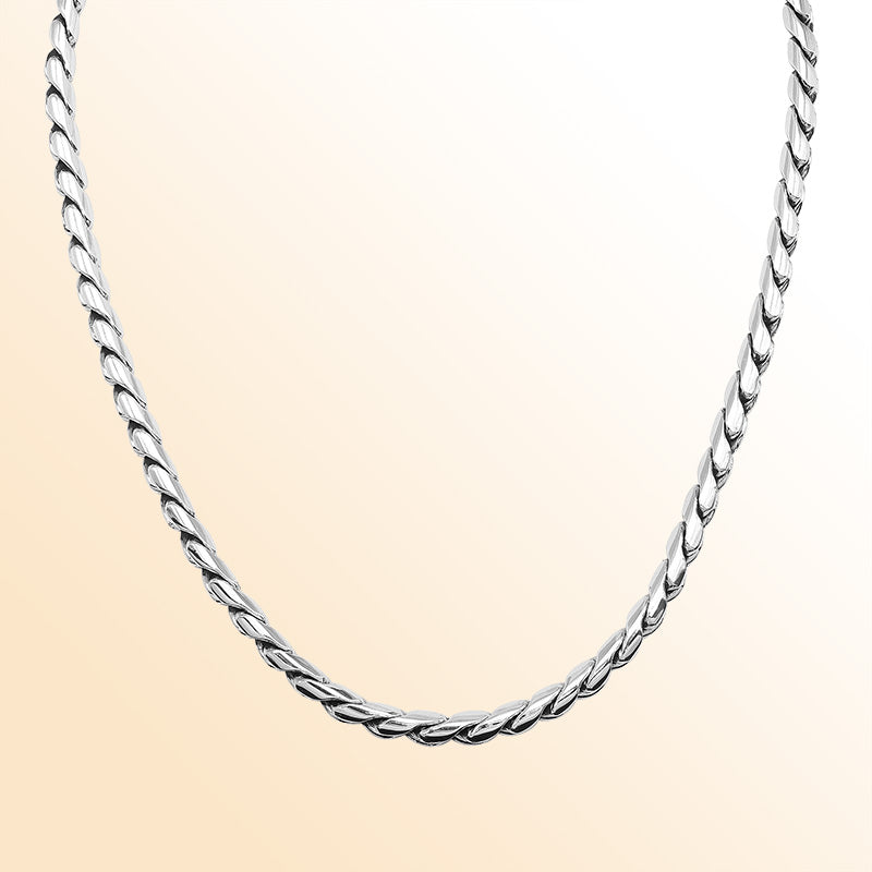 Handcrafted Sterling Silver Bali Hand Crafted 6MM Rope Link Chain Necklace Lobster Clasp